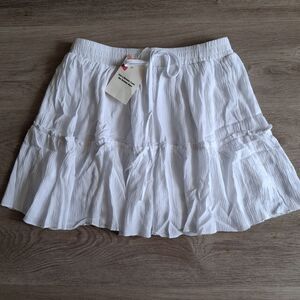 White Tiered Crinkle Mini Skirt skort